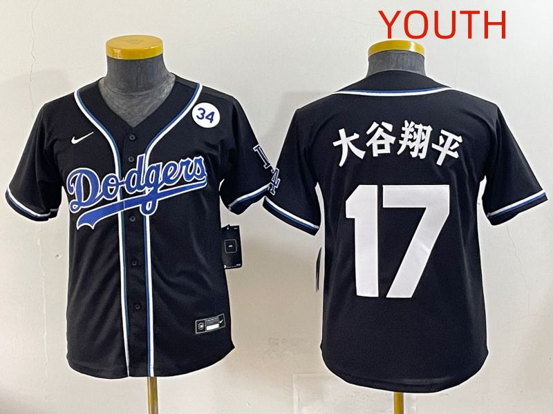 Youth 2025 Los Angeles Dodgers 17 Ohtani Black Three generations Fashion Nike MLB Jersey style 22